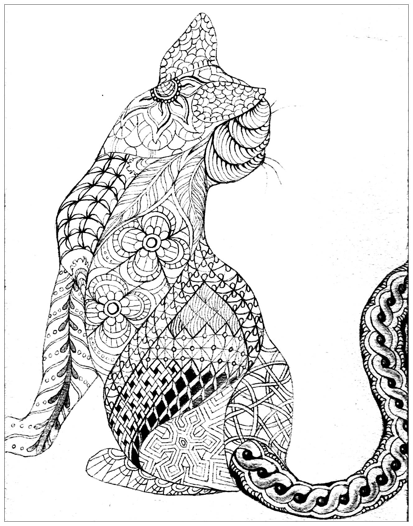 Cats for kids : Cat & Zentangle patterns - Cats Kids Coloring Pages