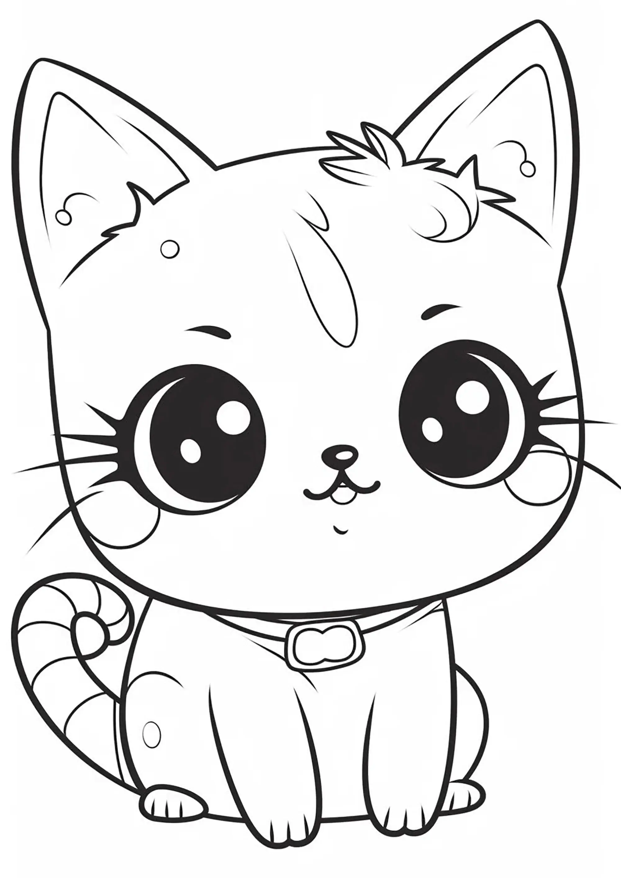 Cute little kitten with big eyes (Printable Cat Coloring Page for Kids)