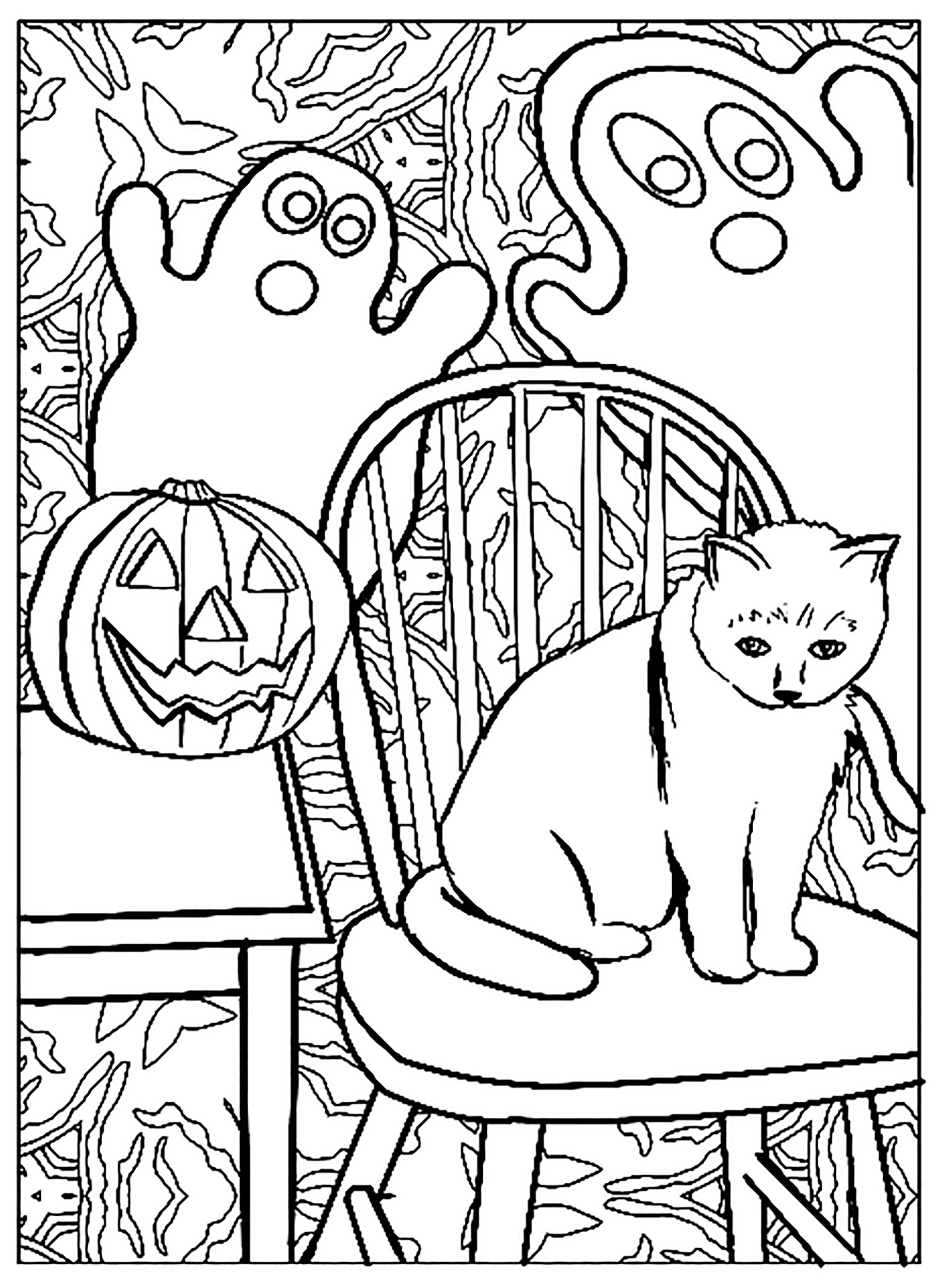 Super simple cat coloring page