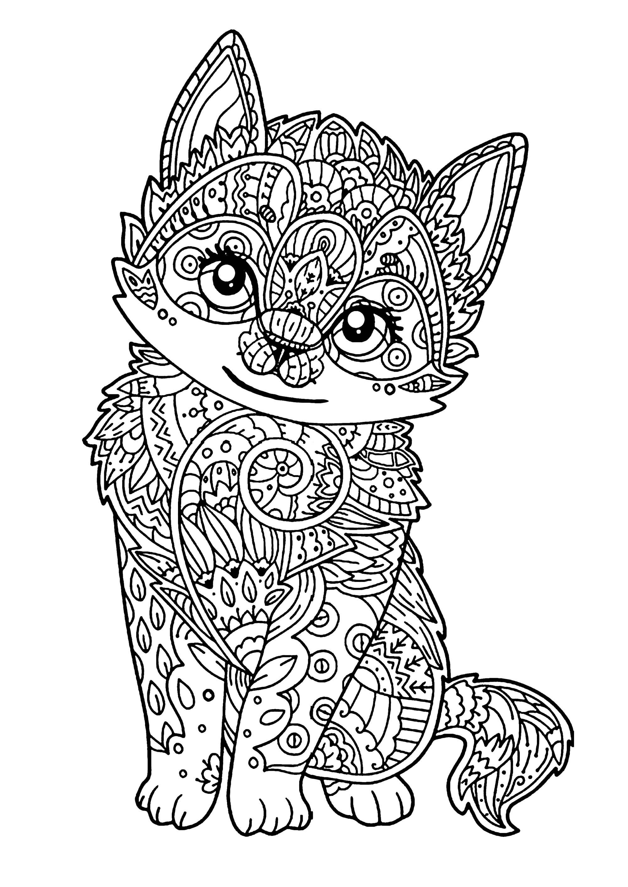 Beautiful cat coloring, simple, for children