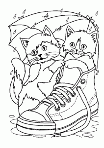 Coloring page cat to download : Kittens in a shoe