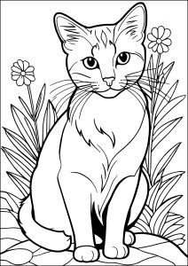 Pretty cat and flowers