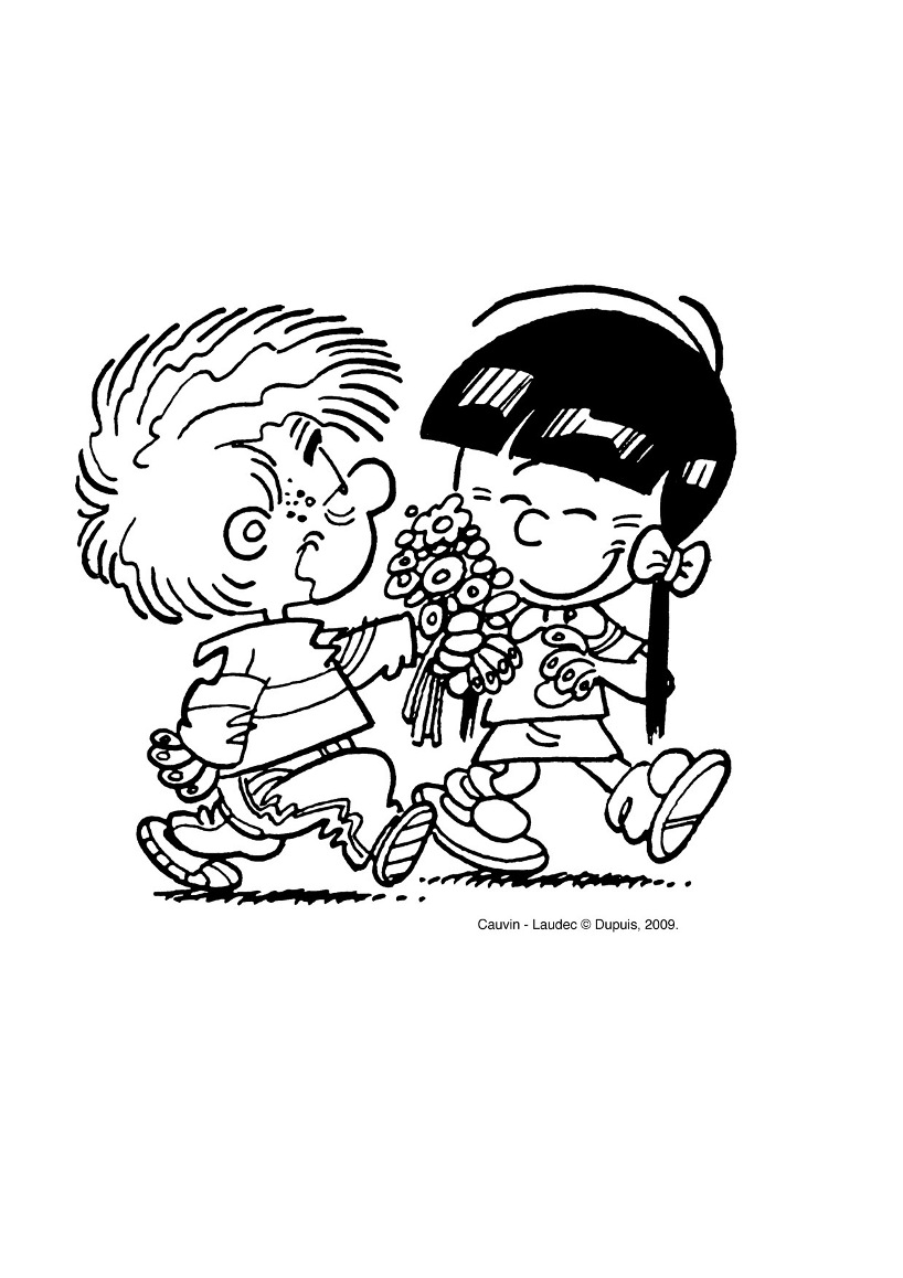 Free coloring pages of Cedric with his girlfriend