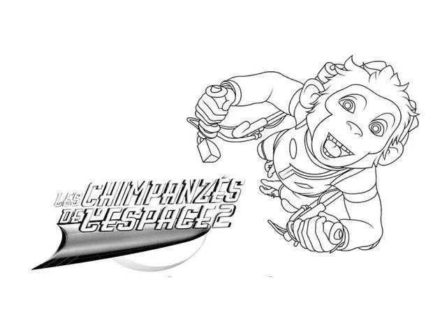 Printable space chimpanzees coloring page for kids (Chimpanzees In Space)