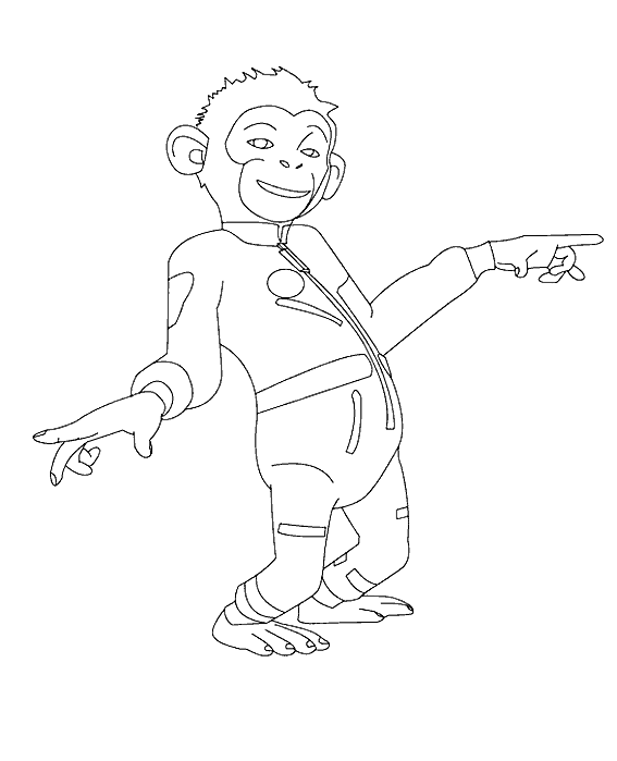 Fun coloring page of space chimpanzees to print and color