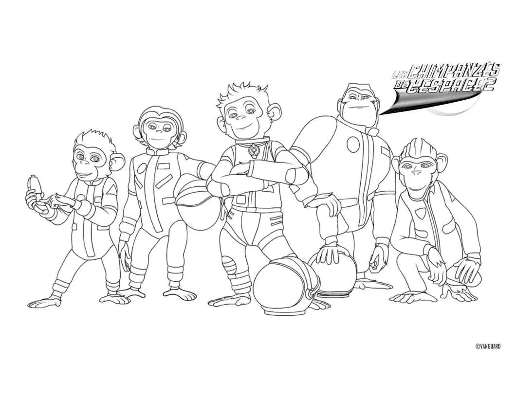 Download the space chimpanzees coloring page (Chimpanzees In Space)