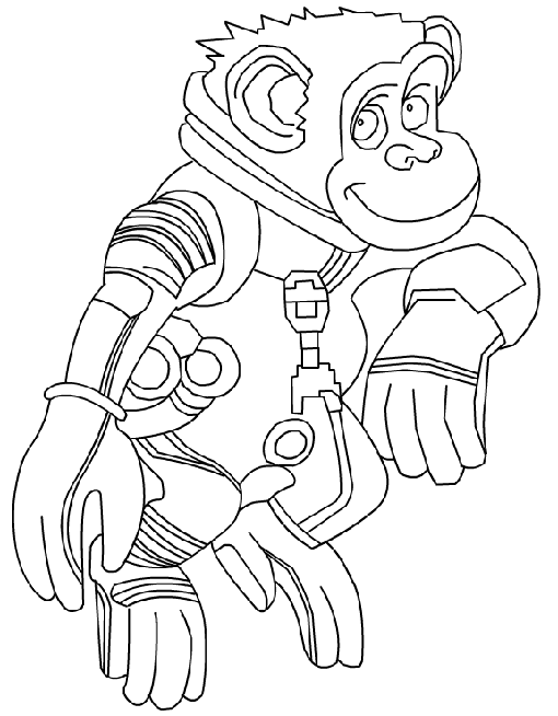 Space chimpanzees coloring for children (Chimpanzees In Space)