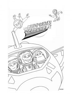 Space chimpanzees coloring for children (Chimpanzees In Space Coloring Page)