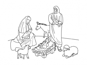 Christmas Nativity scene coloring pages to print