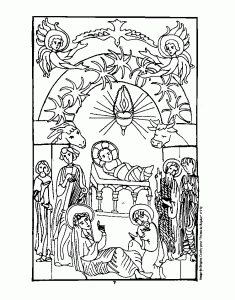 Christmas Nativity scene coloring pages for children