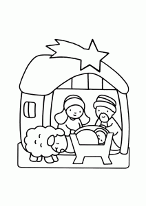 Christmas Nativity scene coloring pages to download
