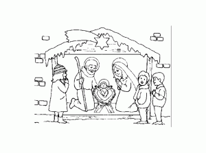 Christmas Crib picture to print and color