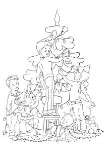 Coloring page christmas tree for kids