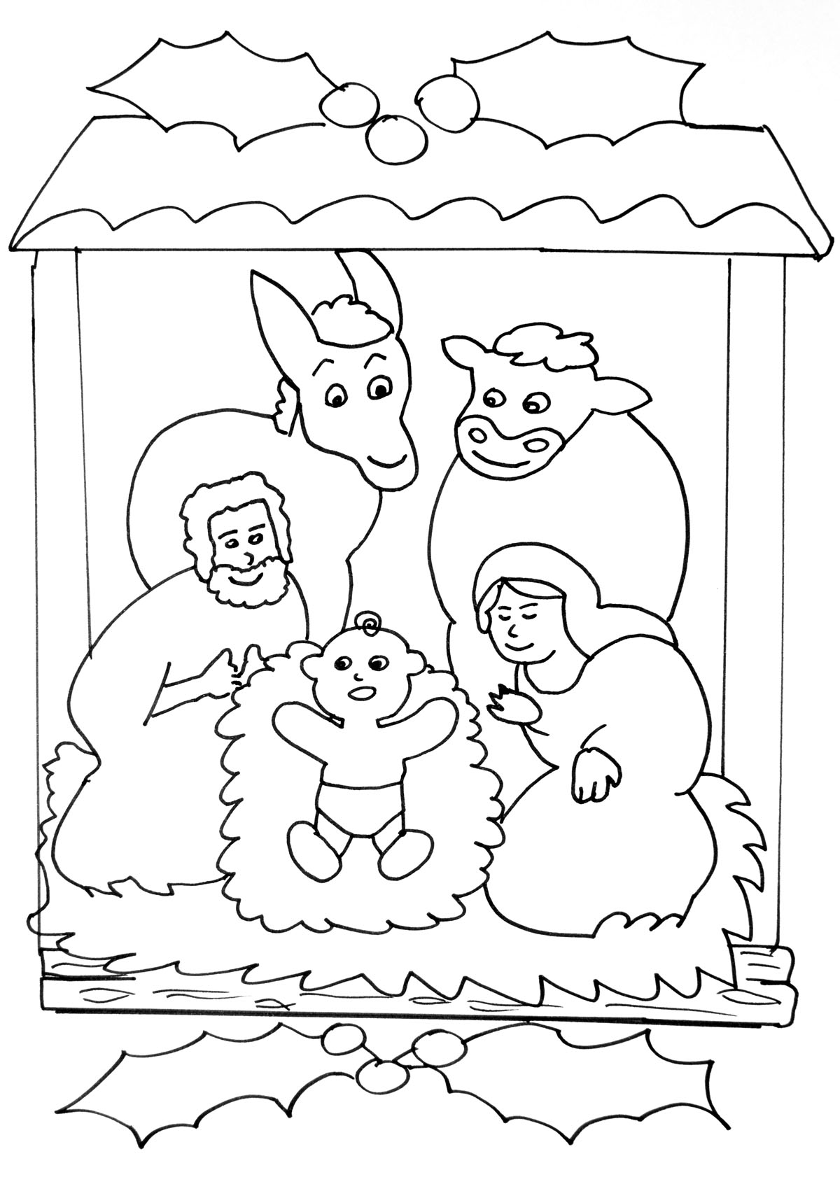 Nativity scene image to print and color