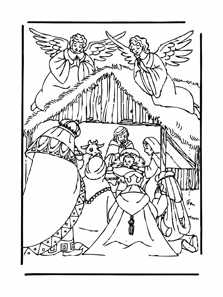 Christmas crib to color