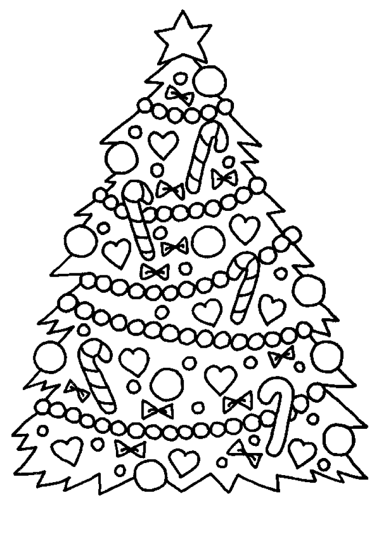 Pretty Christmas tree to print and color