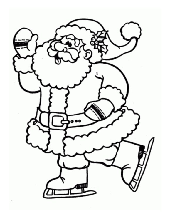 Ice skating Santa (Christmas Coloring Page) Ice skating Santa (Printable Christmas Coloring Page for Kids)