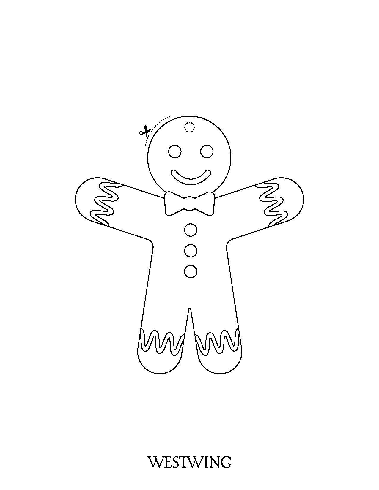 Gingerbread man to cut out and color, for children