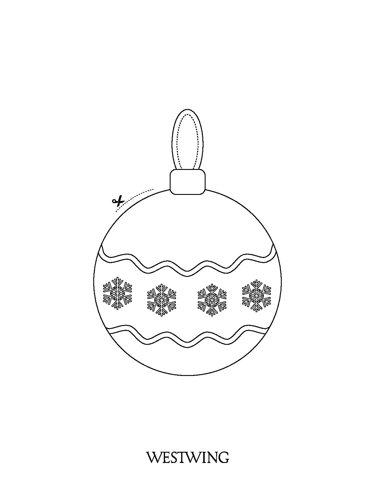 Christmas tree ball to cut out and color for children, very simple