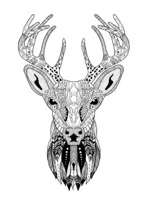 Incredible Christmas reindeer (Coloring Page)