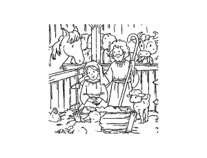 Christmas Nativity scene coloring pages for children