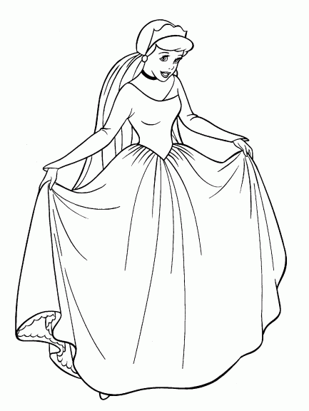 Printable Cinderella coloring page to print and color for free