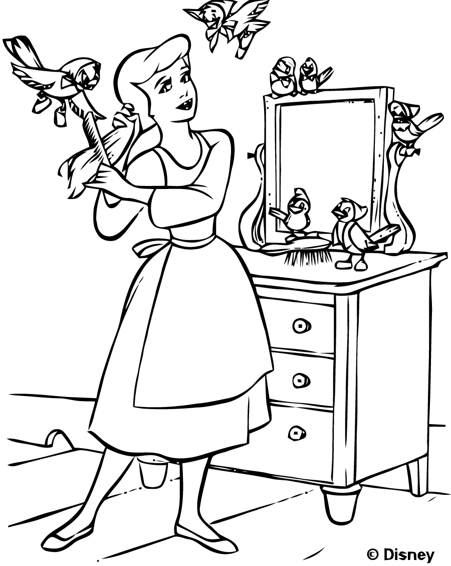 Simple Cinderella coloring page for kids