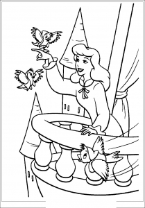 Coloring page cinderella to color for kids