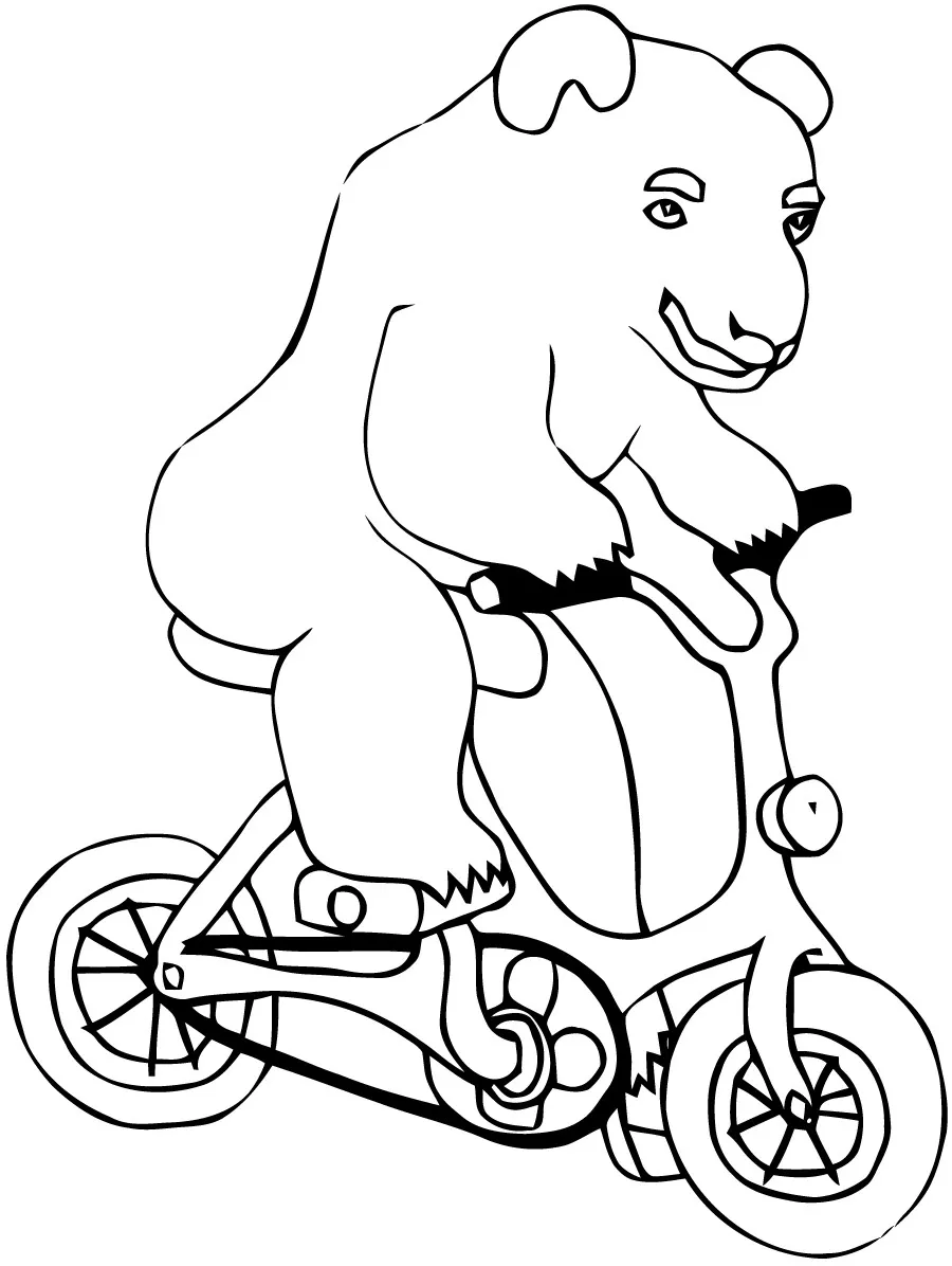 Bear on a bike (Printable Circus Coloring Page for Kids)