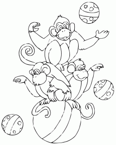 Coloring circus monkeys