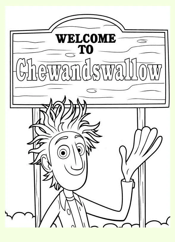 Printable Giant Meatballs Storm coloring page for kids (Cloudy with a Chance of Meatballs)