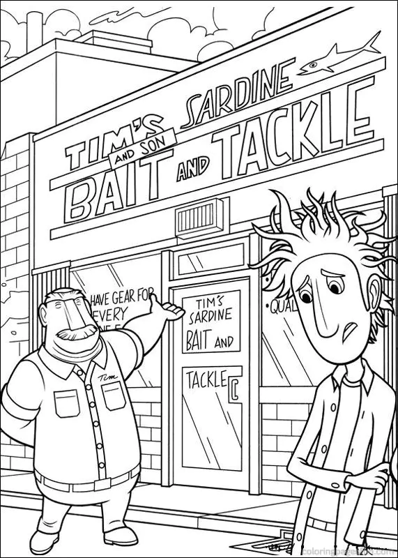 Giant Meatballs Storm coloring page for kids (Cloudy with a Chance of Meatballs)