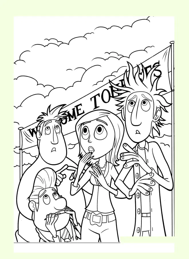 Giant Meatballs Storm image to print and color (Cloudy with a Chance of Meatballs)