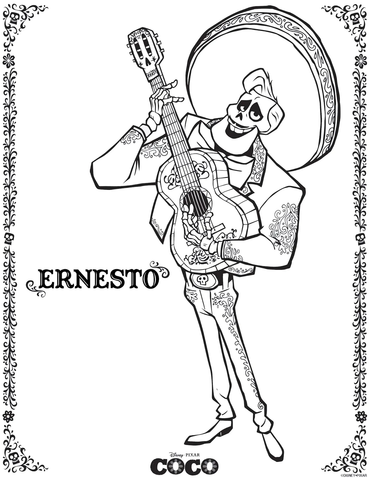 Ernesto de la Cruz (Printable Coco Coloring Page for Kids)