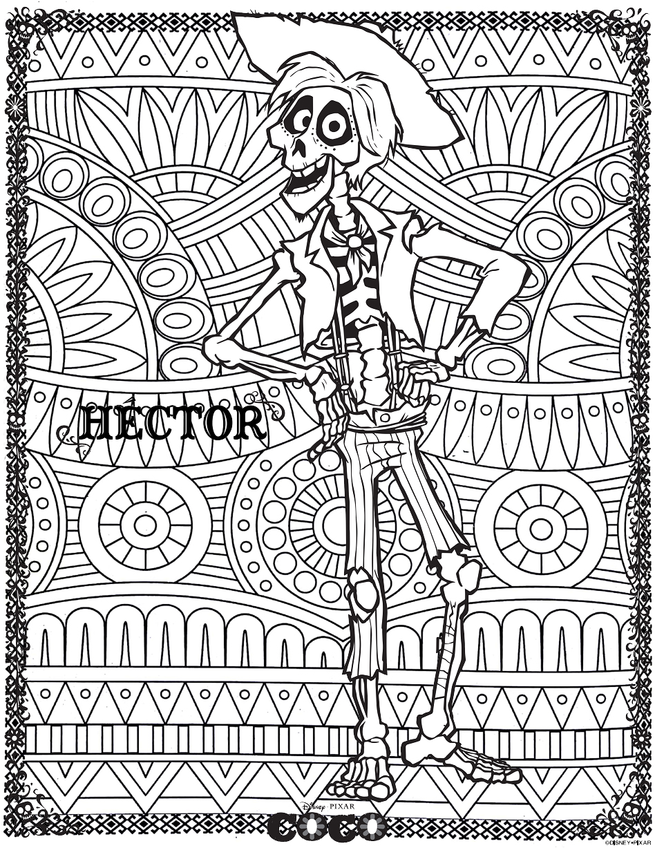 Simple Coco coloring pages for children: Hector