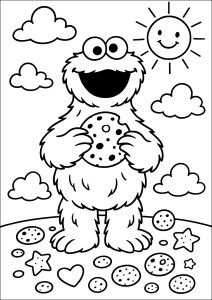 The greedy monster (Cookie Monster Coloring Page)