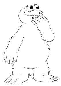 Simple Cookie Monster drawing (Coloring Page)