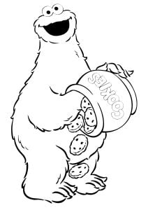 Cookie Monster is hungry (Coloring Page)