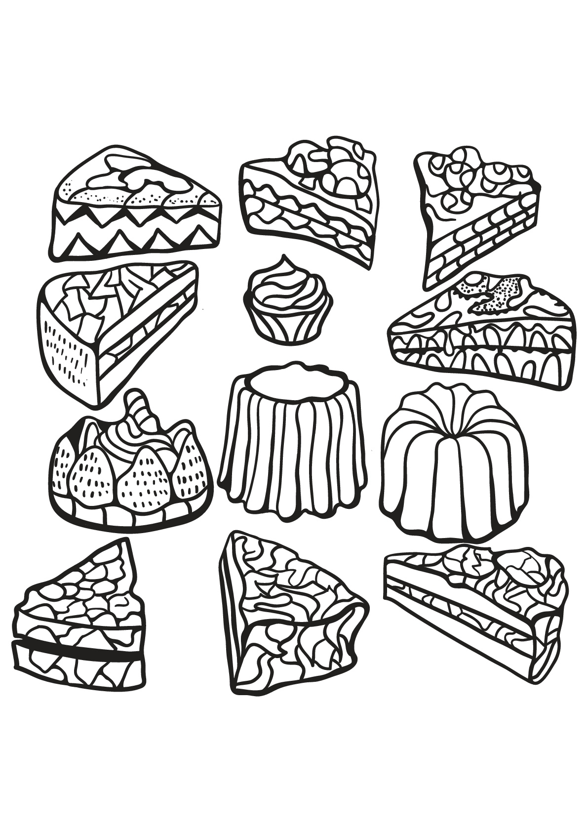 Cupcakes and cakes free to color for kids - Cupcakes And Cakes Kids