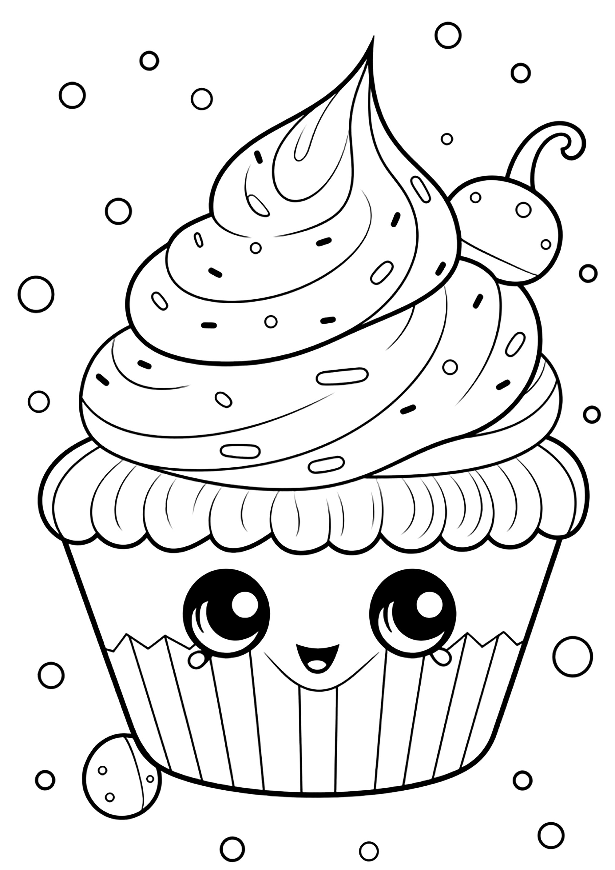 Simple free Cupcakes And Cakes coloring page to print and color