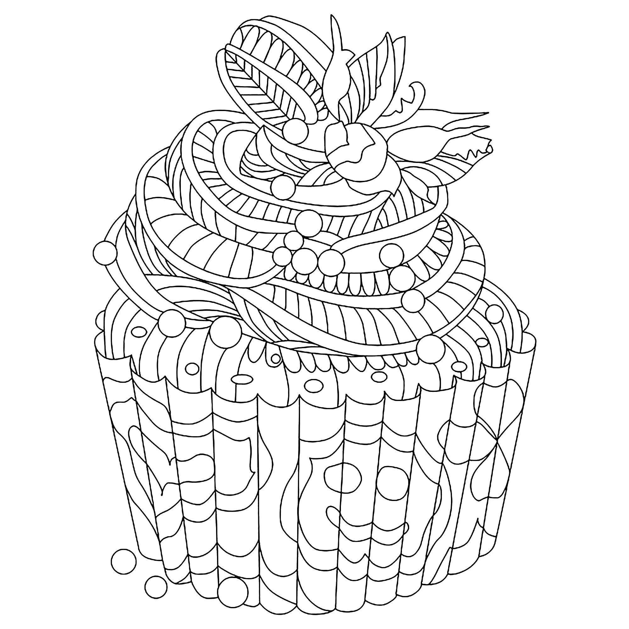 Delicious Cupcake (Printable Cupcake And Cake Coloring Page for Kids)