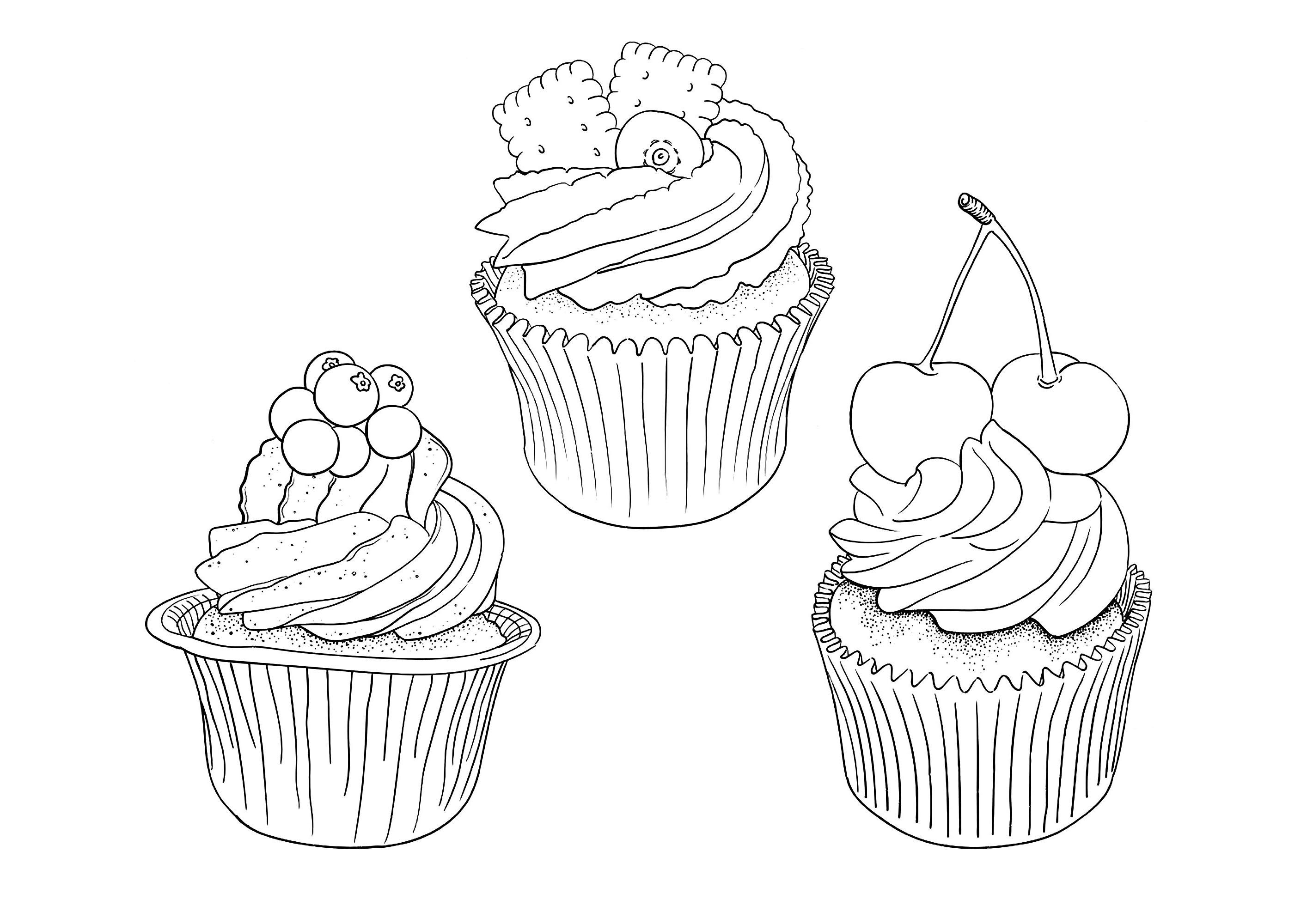 Cupcakes and cakes free to color for children - Cupcakes And Cakes Kids