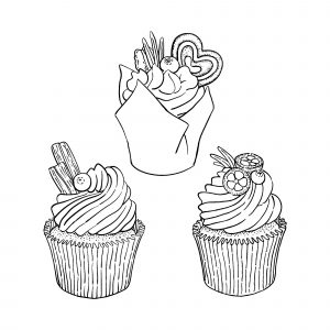 Coloring page cupcakes and cakes free to color for children