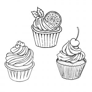 Coloring page cupcakes and cakes to download
