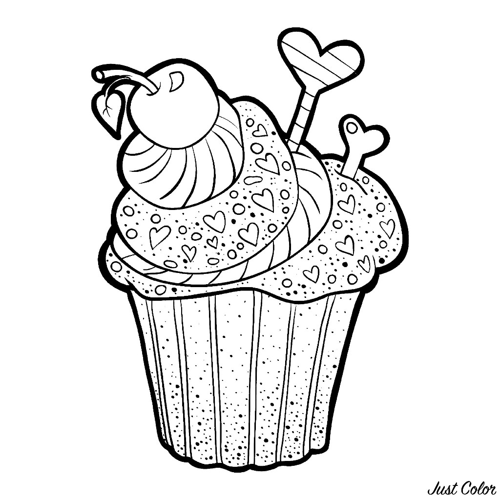 Simple Cupcakes And Cakes coloring page