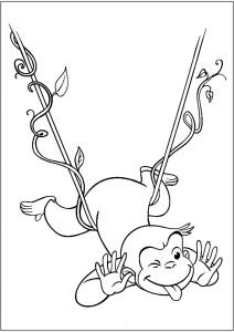George on a creeper (Curious George Coloring Page)