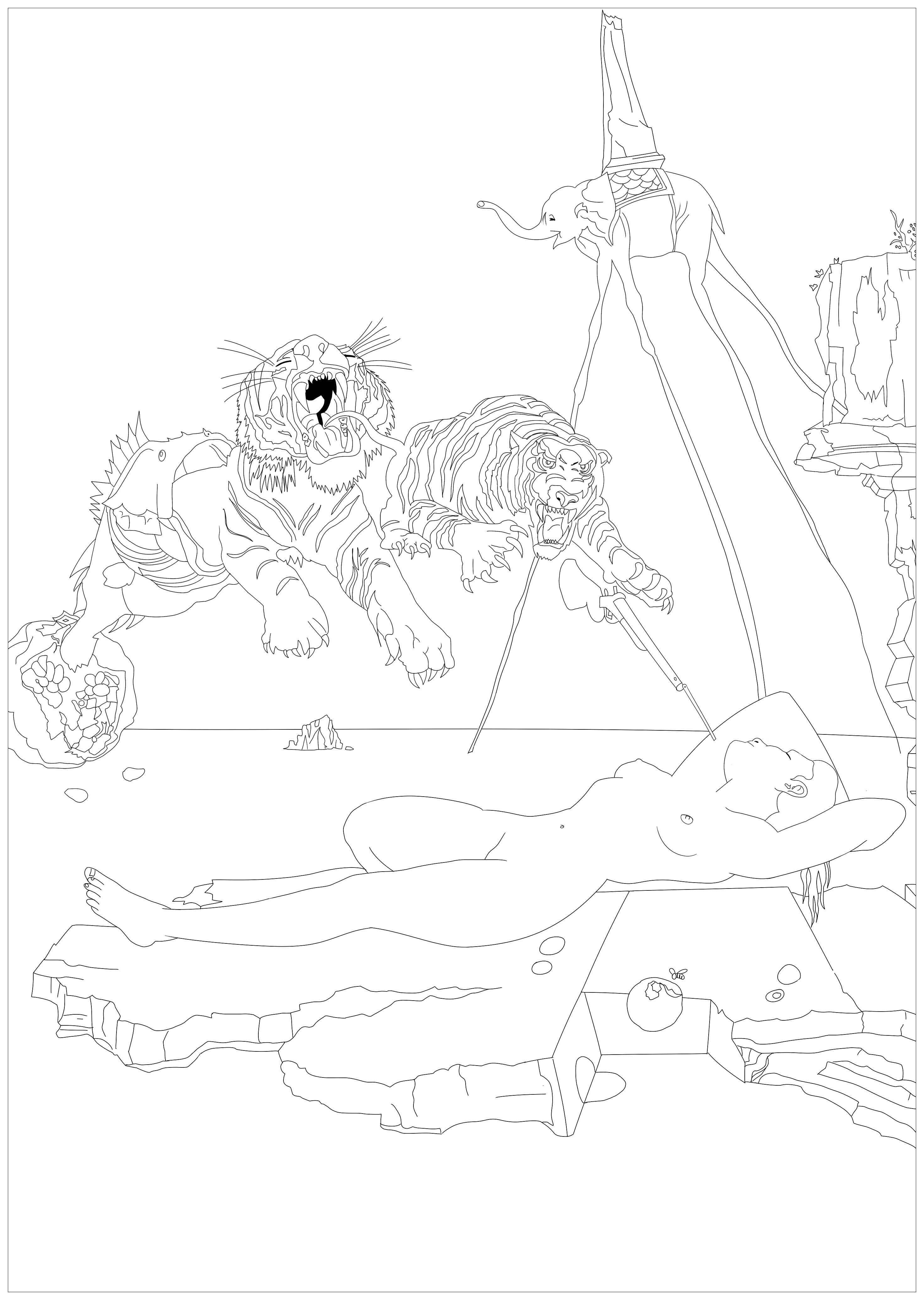 Dali coloring page to print and color