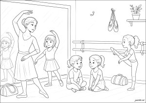 The ballet studio (Dance Coloring Page)