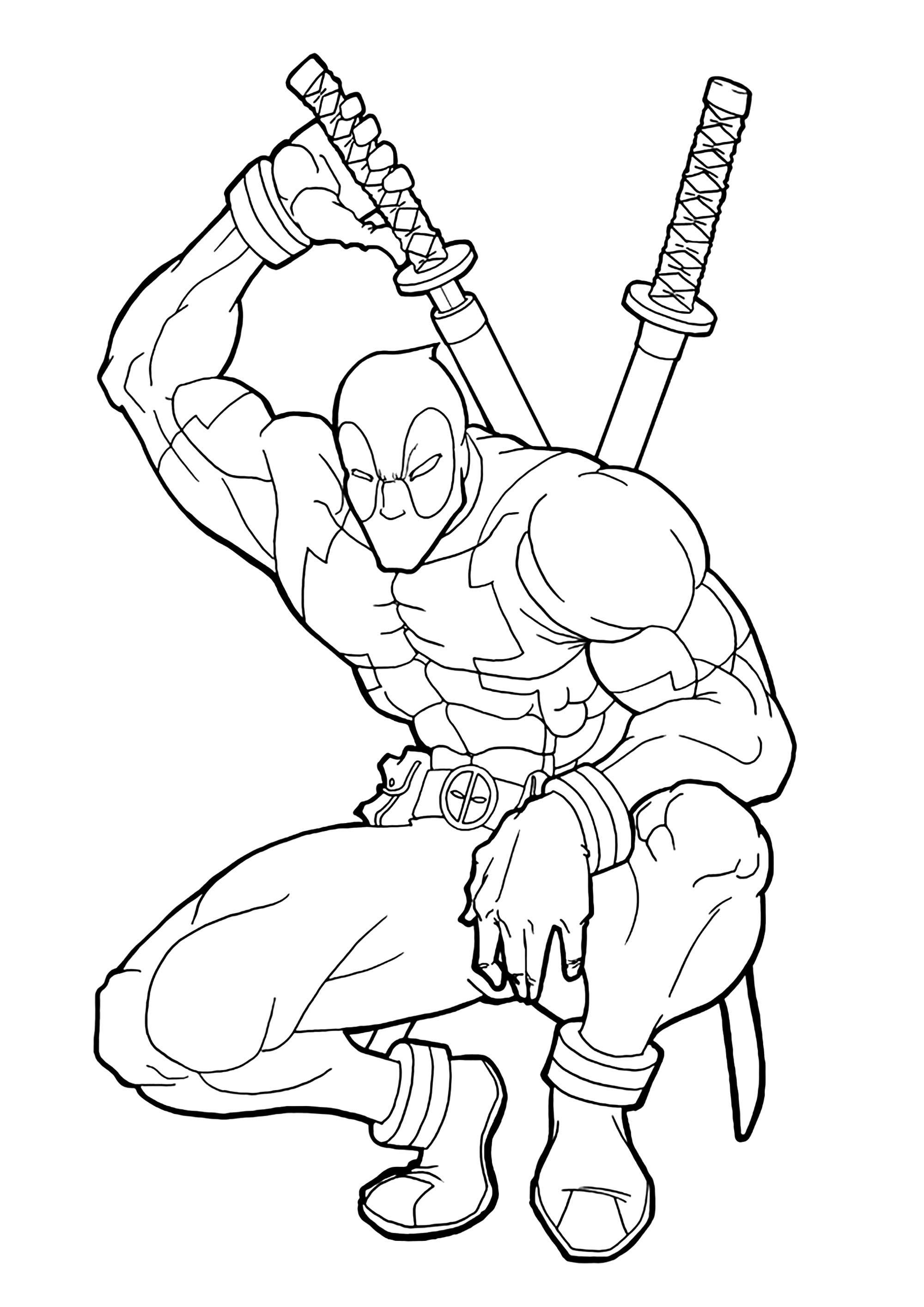 Deadpool coloring page to download for free