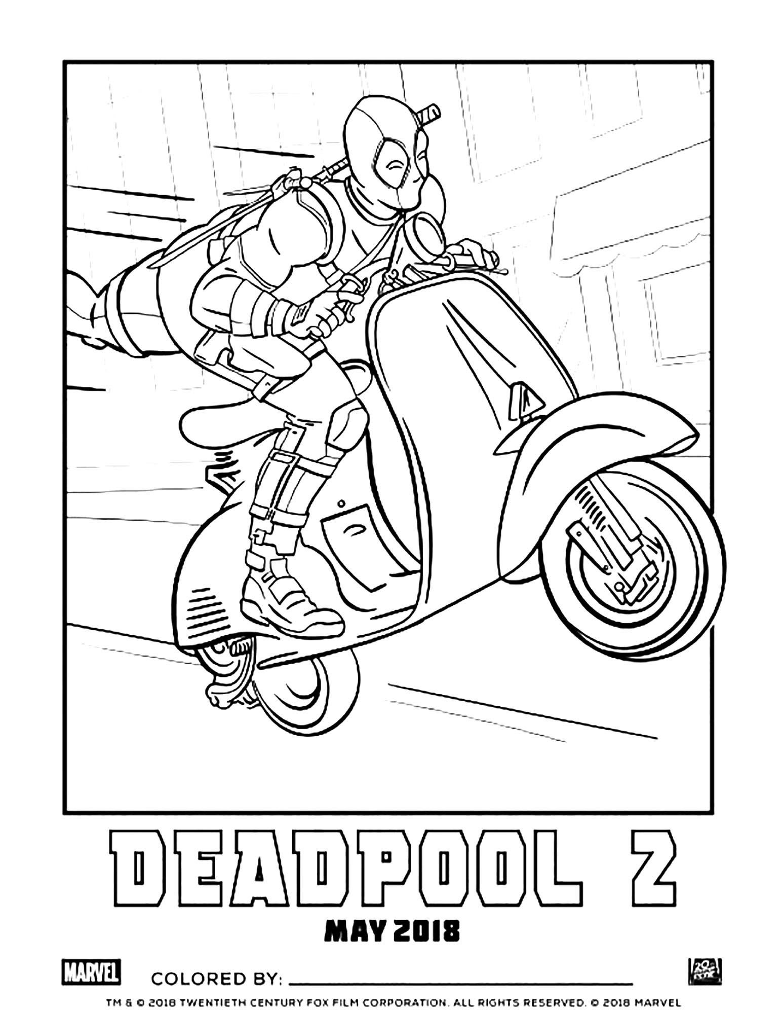 Deadpool coloring page to print and color